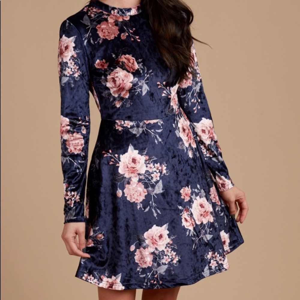 Altar’d State Navy Velour Dress